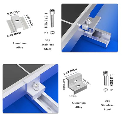 Solar Panel Mounting Brackets, Roof Mount Kit, 4pcs in A Row Assembly - size: 4pc-panel