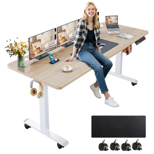 farexon 63x24 Inch Electric Standing Desk with Mouse Pad, Oak Gray - color: Oak Grey, size: 63 x 24''