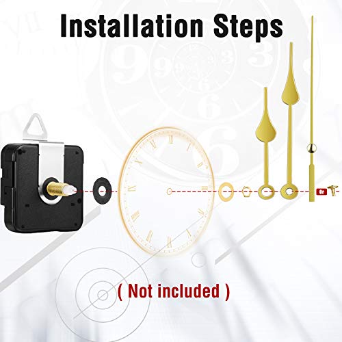 Mudder 2 Pcs Clock Replacement Mechanism 5 Pairs Hands, Gold and Black - color: Gold and Black