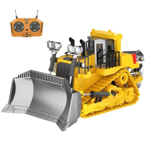 Remote-Controlled Bulldozer, a 9-Channel Toy Bulldozer, 2.4GHz, with Lights and Sound Effects, is The for Children Aged 6-11 and up - color: Bulldozer