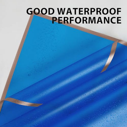 FUHITIM 20 Sheets Flower Waterproof Wrapping Paper (Royal Blue) - color: Royal Blue