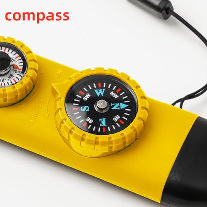 Emergency Survival Safety Whistle，Whistle for Kids with Lanyard,Compass,Thermometer,Ideal for Kayaking, Boating, Hiking, Camping, Climbing - color: Yellow 2pcs