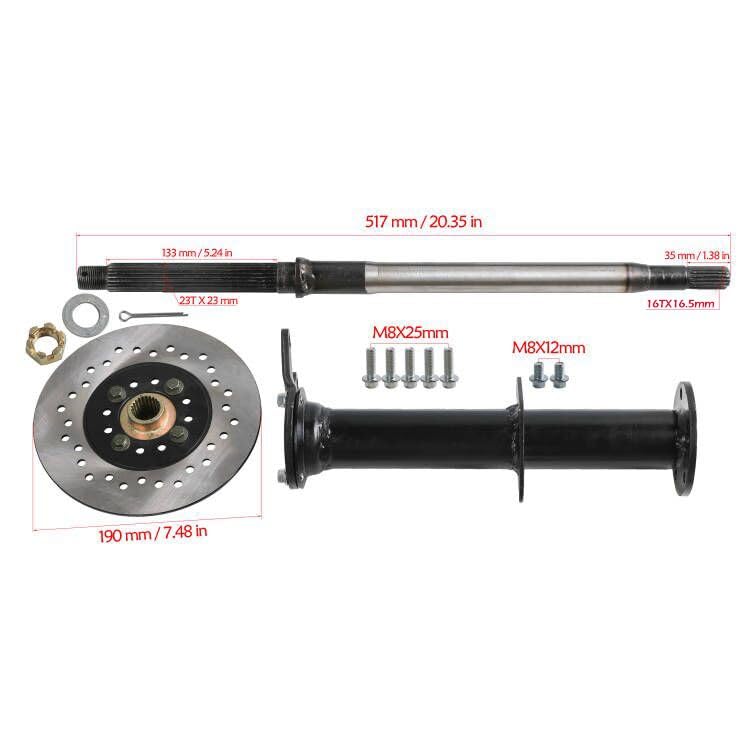 48V 1000W Rear Differential Axle Kit with Brushless Motor for Go Kart, Golf Cart, Electric Trike, ATV, Quad, Buggy, and DIY Projects (40in.Axle) - size: 40in.Axle