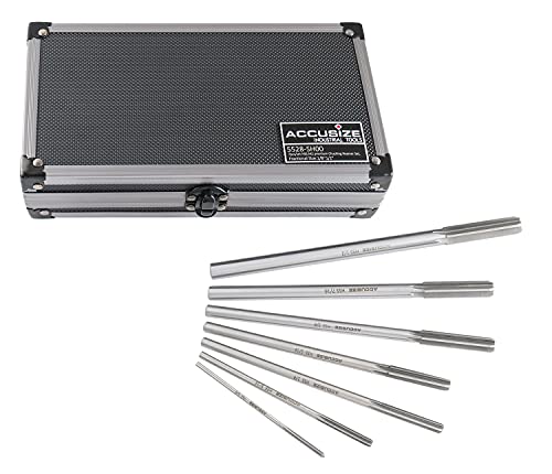 Accusize Industrial Tools Chucking Reamer Set, 1/8" to 1/2" by 1/16", 7 Pc - size: Fractional 1/8" thru 1/2" by 16ths