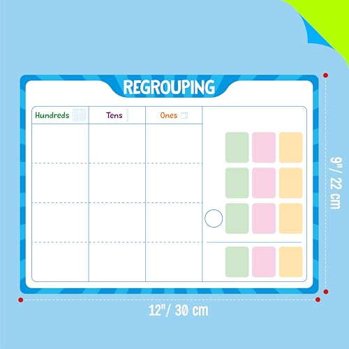 8 Packs Place Value Whiteboards, Double-Sided Dry-Erase Cards, Writable and Erasable Math Learning White Board for Kids, Students, Classroom and Home (Each Measures 12” x 9”) - color: Place Value Whiteboards-b