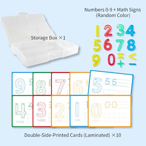 Math Task Boxes Set of 5 Math Manipulatives Themes 230+ Pieces of Number Rods, Base Ten Blocks, Ten Frame Disc Counters, Place Value Blocks, 0-9 Numbers, 3D Shapes, Activity Cards (Numbers) - color: Numbers