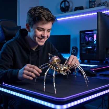 Steampunk 3D Metal Spider Puzzle 140+ Pcs Mechanical DIY Assembly Model Kit 2-3 Hrs Screw Build Unique Desk Decor Birthday for Men Teens(Jumping Spider) - style: Jumping spider