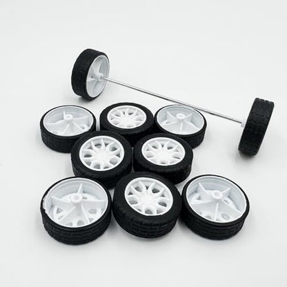 10PCS Toy Car Wheels 30mm Rubber Tire with 5PCS Shaft Round Axles for for DIY Model Toy RC Car Accessories (2X30MM) - style: 2X30MM