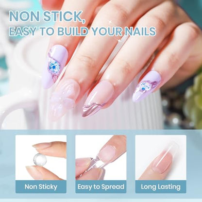 Sculpting Gel for Nail Art, Non-Stick Hand 3D Gel Nail Art - color: Clear&Mikly White&Aurora Green