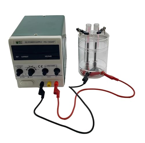 Sci-Supply Self-Contained Water Electrolysis Apparatus Kit – Hydrogen & Oxygen Gas Generation Demonstration with Power Supply & Banana Plug Leads – Chemistry & STEM Classroom Experiment