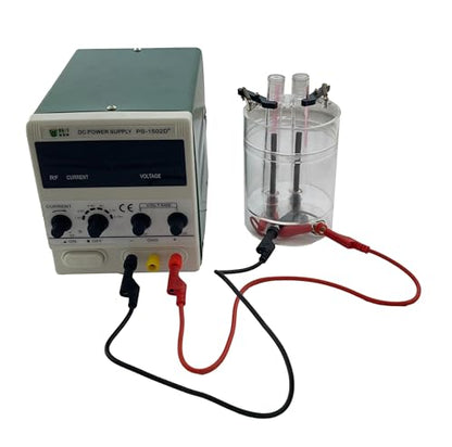 Sci-Supply Self-Contained Water Electrolysis Apparatus Kit – Hydrogen & Oxygen Gas Generation Demonstration with Power Supply & Banana Plug Leads – Chemistry & STEM Classroom Experiment
