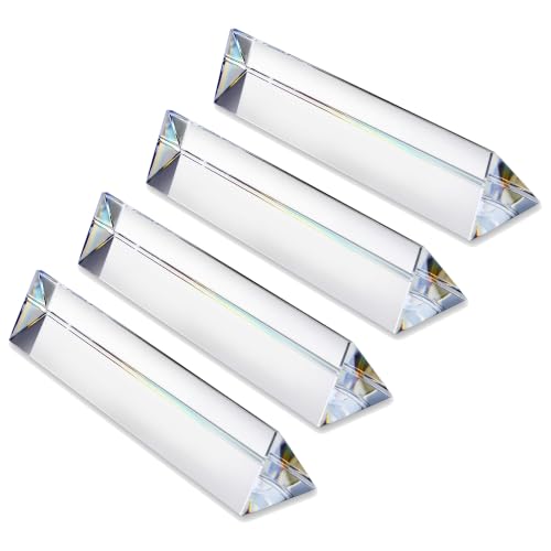 QFkris 4pcs 6 inch Clear Optical Lens Glass Triangular Prism for Photography Science Classroom Rainbow Maker Art Decor (Pack of 3) - size: 6 inch (Pack of 3)