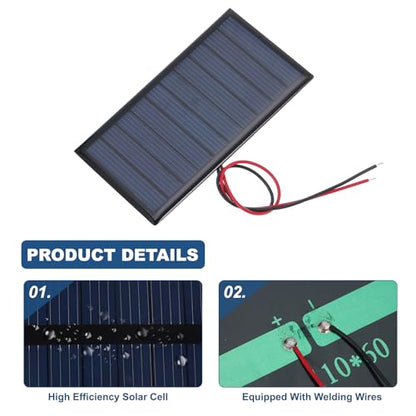 MECCANIXITY 2 Pcs 5V 0.45W 90mA Mini Solar Panels, Small Polycrystalline Solar Cell Panel with 2 Cable for DIY Electric Toy Materials Kits Charger, 80mm x 45mm - style: 5V 0.45W 90mA