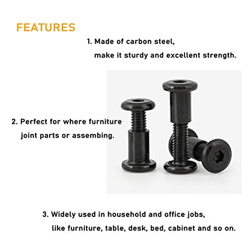 114pcs Black M6 Hex Drive Socket Cap Bolts Assortment Kit, Allen Head Countsunk Furniture Crib Connecting Bolts Nuts Kit, 14 Sizes from 15mm to 80mm - size: 15mm-80mm Assortment Kit [ 14 Sizes 114pcs ]
