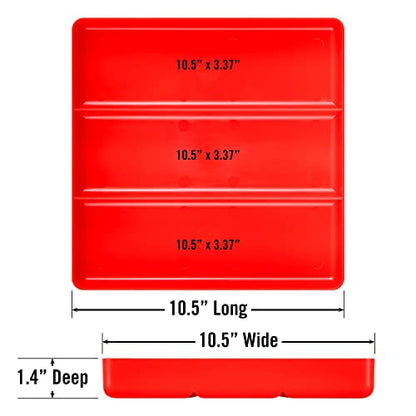 Ernst Manufacturing All Purpose Toolbox and Desk Tray: Stackable Organization Tray with 3 Compartments - Made in the USA - color: Red, size: 3-Compartments