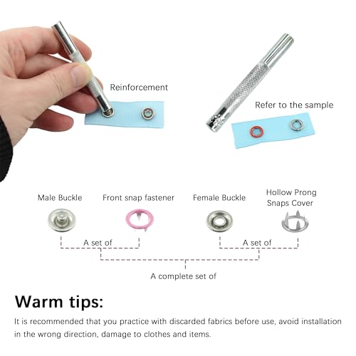 200 Sets Snaps Buttons Fastener Kit Hollow Steel Prong Snaps Buttons with Pliers Press Tool for DIY Crafts Clothes Hats Bags Sewing (Hollow) - style: 200 Sets (Hollow)