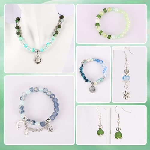 Tunmiok Glass Beads for Bracelets Making Kit, Jewelry Making Supplies with Charms, Crystal String, Spacer Beads, DIY Bracelet Necklace Craft Kit for Adults (Green) - color: Green
