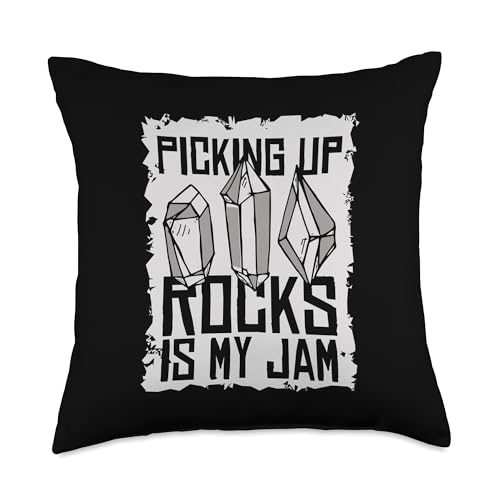 Best Rocks And Minerals Kit Guide Collection Gifts Picking Up Rocks is My Jam Geologist Mineral Collector Throw Pillow, 18x18, Multicolor - size: 18x18