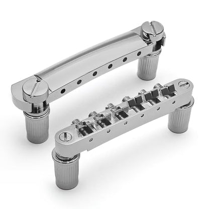 MAXCHEER A Set of String Saddle Tune-O-Matic Bridge & Tailpiece For GB LP Style Electric Guitar (Chrome) - color: Chrome