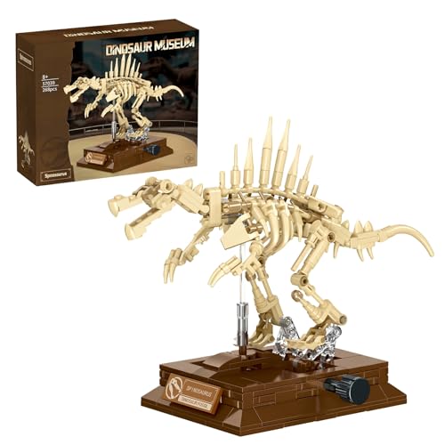 DRZYJ Spinosaurus Dinosaur Fossil Building Set, 268Pcs Movable Spinosaurus Skeleton Model Kit with Museum Display Stand, Educational Dinosaur Toy for Kids 8+, Great Gift for Dinosaur Collectors - style: Spinosaurus