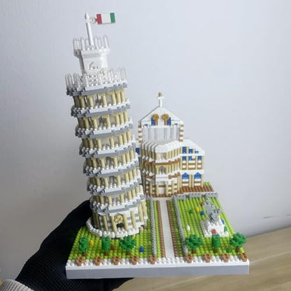 3D Leaning Tower of Pisa Micro Blocks Set Landmark Architecture Model