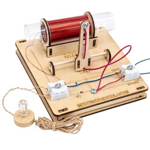 Crystal Radio AM Receiver for STEM & Science Projects | Educational | Electronic Components with Tuning Circuit | No Batteries or Soldering – Powered by Ambient AM Radio Waves (NEW-Inductor-Tuned)