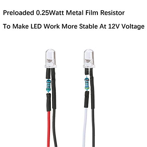30pcs 12 Volt 5mm White LED Lights Emitting Diodes Pre Wired 7.9 inch DC 12v LED Light Clear Lens Small LED Lamps - color: [03] White / 30 Pcs, style: 5mm Solid Light
