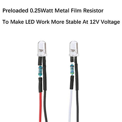 30pcs 12 Volt 5mm Green LED Lights Emitting Diodes Pre Wired 7.9 inch DC 12v LED Light Clear Lens Small LED Lamps - color: [08] Green / 30 Pcs, style: 5mm Solid Light
