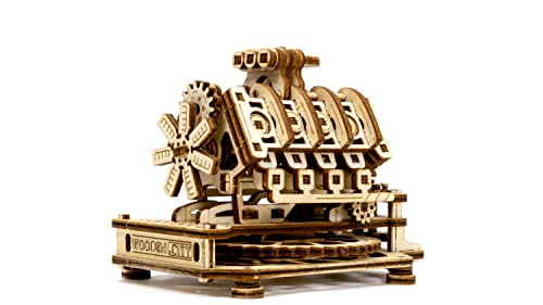 WOODEN.CITY V8 Engine 3D Wooden Puzzle Kit, 200 Pcs DIY Mechanical Model, Made in EU