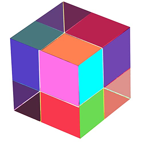 CMY Color Cube, 2.75 inch (70mm) Acrylic Multi-Color Cube Prism for Physics Education Learning and Office Desktop Decor, Scientific Toys and Gifts for Kids - size: 70mm