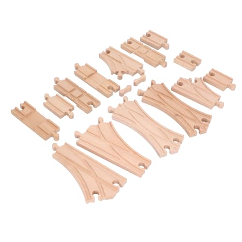 BROLEO Kids Wooden Track Expansion Pack Assembly Kit, Educational Toddler Wooden Train Track Building Toy for Skill Development
