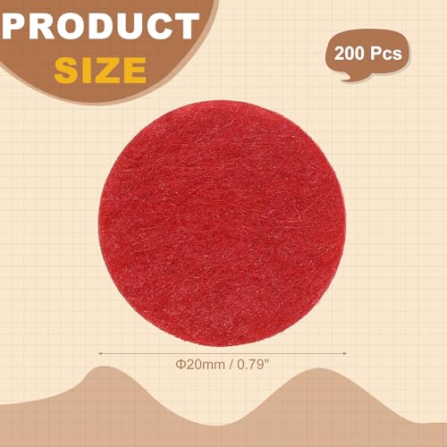 PATIKIL Round Felt Circles for Crafts 20mm/0.79" Pre Cut 200Pcs - color: Red, size: 20mm