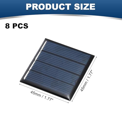 MECCANIXITY 8Pcs 2V 0.1W 50mA Mini Solar Panels, Small Solar Photovoltaic Power Cells Charge DIY Electric Toy Materials Kits - style: 2V 0.1W 0.05A