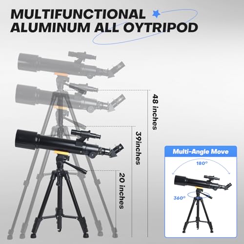 Telescope for Beginners : 70mm / 500mm Refractor (150X HD) Easy Set Up