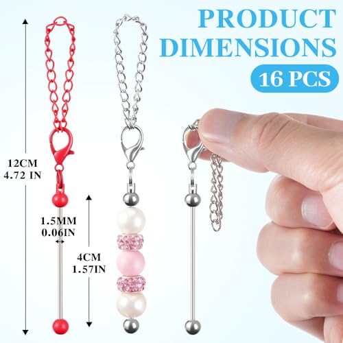 16PCS Beadable Keychain Bar Bulk, Keychain Making Kit - color: Multicolor
