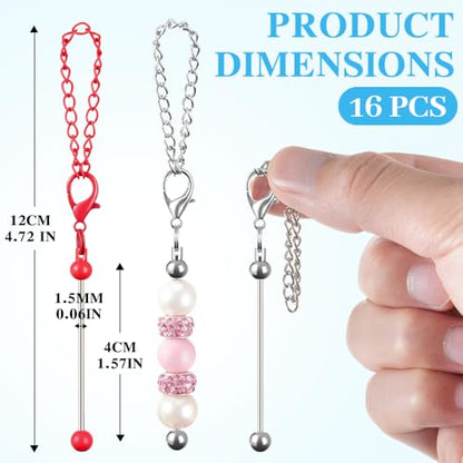 16PCS Beadable Keychain Bar Bulk, Keychain Making Kit - color: Multicolor