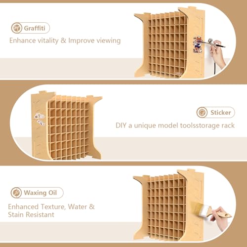Large Capacity Plastic Model Tool Storage Paint Rack - Holds 72 Pieces, Compatible with Vallejo Modular Paint Rack, MDF Material, GK12 - size: 72 Holes Vallejo