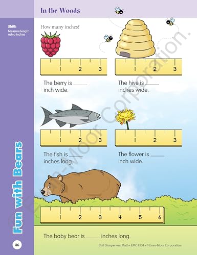 Evan-Moor Skill Sharpeners Math Workbook, Grade 1, Addition, Subtraction, Counting to 100, Test Prep, Number Words, Geometry, Measurements, Data, Place Value, Tell Time, Metric System, Fun Activities
