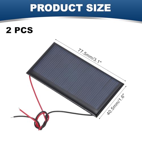 MECCANIXITY 2 Pcs 4.5V 0.36W 80mA Mini Solar Panels, Small Polycrystalline Solar Cell Panel with 2 Cable for DIY Electric Toy Materials Kits Charger, 77.5mm x 40.5mm - style: 4.5V 0.36W 80mA