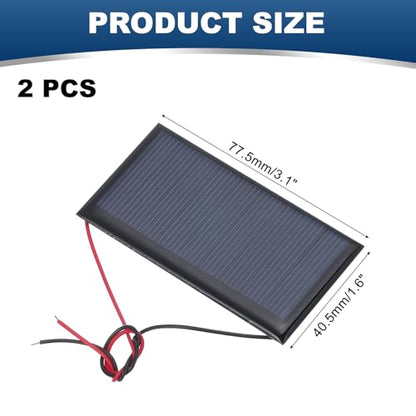 MECCANIXITY 2 Pcs 4.5V 0.36W 80mA Mini Solar Panels, Small Polycrystalline Solar Cell Panel with 2 Cable for DIY Electric Toy Materials Kits Charger, 77.5mm x 40.5mm - style: 4.5V 0.36W 80mA