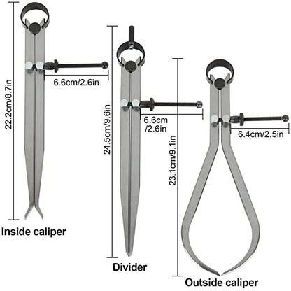 3 Piece Spring Caliper/Divider Set, 8 inches Inside Spring Outside Divider Caliper Set, Calipers Measuring Tool for Wood Turning Lathe Projects