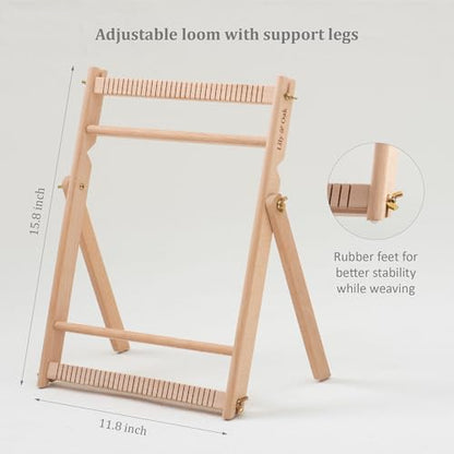 Lily & Oak Weaving Loom for Adults & Kids - Weaving Loom Kit | Beginner-Friendly Table Loom & Lap Loom with Yarn, Tools & Instructions | Wooden Loom for Multicraft Projects (15.8 x 11.8 inches) - size: Small