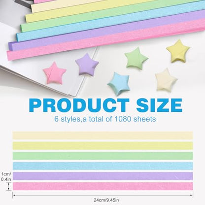 FoDau770 Solid Color Star Paper Strips - 1080 Sheet, Macaron Colour - color: Solid Macaron Colour