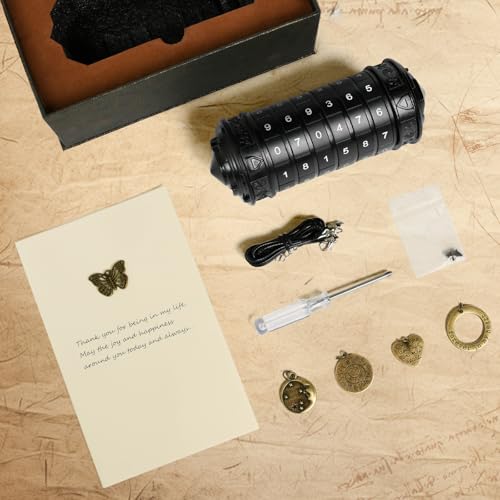 CoEjokno Da Vinci Code Numeric Cryptex Money Puzzle Box for Cash Gift, Jewelry Box with Hidden Compartment, Unique Puzzle Gift for Adults Brain Teaser Valentine’s Day Wedding & Anniversary Present - color: Black