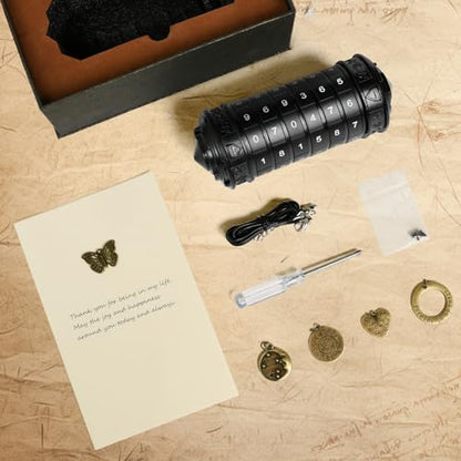 CoEjokno Da Vinci Code Numeric Cryptex Money Puzzle Box for Cash Gift, Jewelry Box with Hidden Compartment, Unique Puzzle Gift for Adults Brain Teaser Valentine’s Day Wedding & Anniversary Present - color: Black