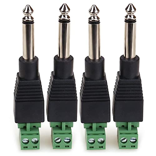 NANYI TS 1/4" (6.35mm) Male Mono Solderless Screw Terminal Plug -4 Pack - color: 4PCS-Green welding free