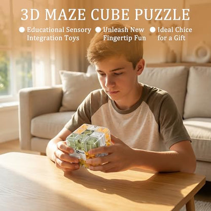 2 Pack 3D Rolling Ball Maze Cube Puzzle,Maze Cube for Kids Labyrinth 3D Puzzle Maze Cube Ball Twist Roll Brain Teaser Toys,Cultivate Logical Thinking for Logical Thinking for Family Game Birthday Gift - color: Maze Cube