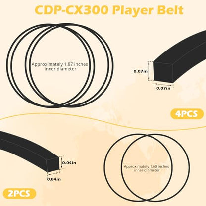 Upgrade 2 Door Belt CD Player Belts and 4 Drive Belts Compatible with Sony