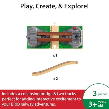 BRIO World Collapsing Bridge for Wooden Train Set - 3-Piece Accessory - FSC-Certified - Compatible with BRIO Railway and Train Track Sets - Encourages Fun Creativity - Kids Ages 3 & Up