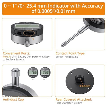 Neoteck 0-1" Digital Dial Indicator Table Saw Gauge Suitable for Table Saws - color: Black